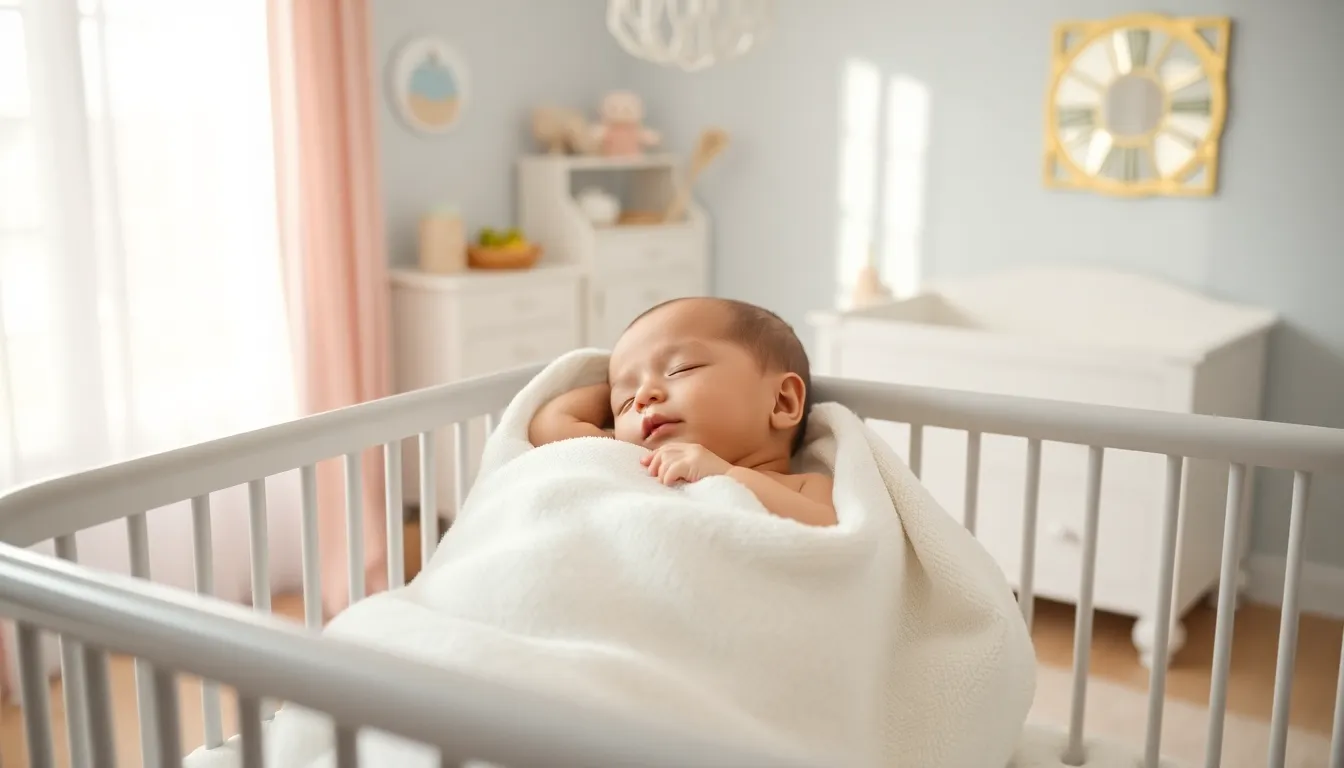 newborn baby in a serene nursery, illustrating early hair development.